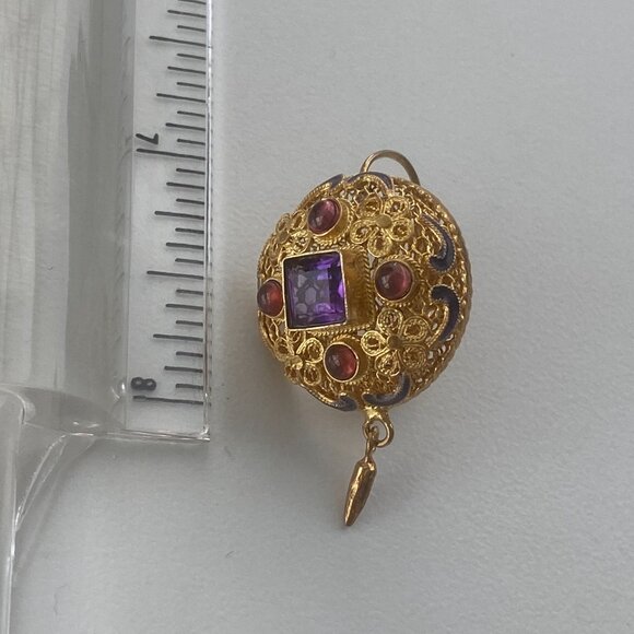 Barbara Garwood Amethyst and Garnet Earrings 24KT GOLD OVER STERLING Collectable